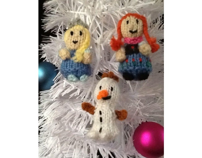 KNITTING PATTERN - Snow Queen 3 Christmas tree decorations