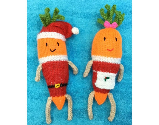 KNITTING PATTERN - Christmas Kevin and Katie Carrots soft toys / dolls