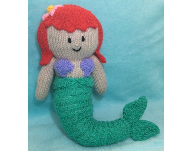 KNITTING PATTERN - Ariel inspired 38 cms soft toy Princess doll