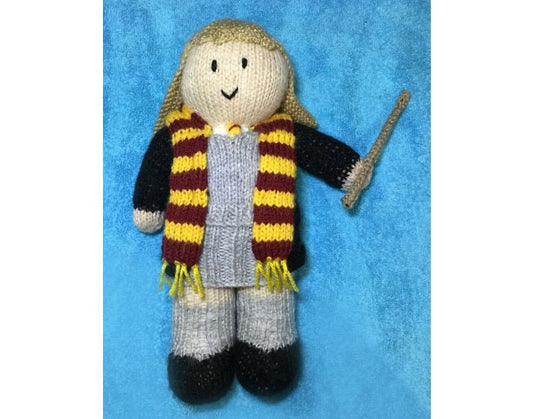 KNITTING PATTERN - Hermione 28 cms soft toy doll