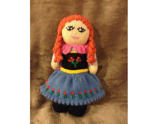 KNITTING PATTERN - Anna Frozen Snow Queen's Sister 30cms doll