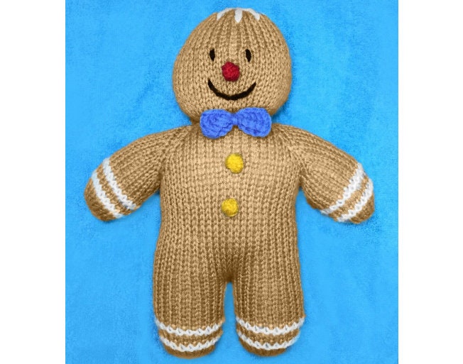 KNITTING PATTERN - Christmas Gingerbread Man 24 cms Soft Plush Toy