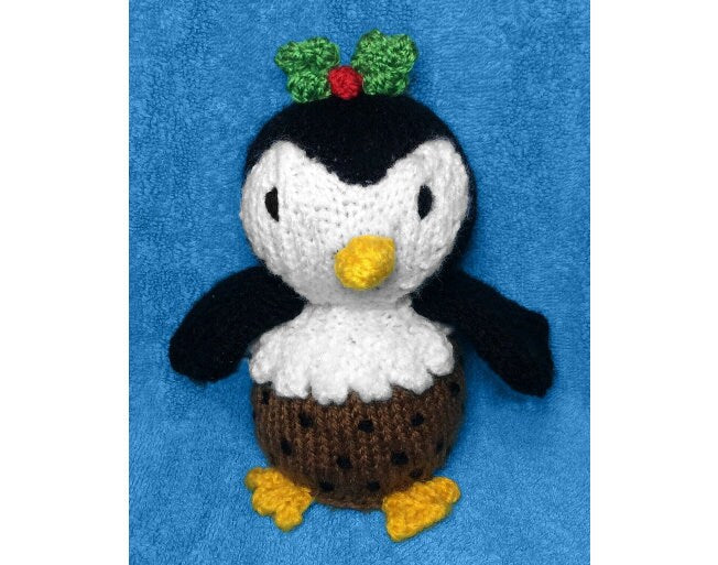 KNITTING PATTERN - Penguin Pudding Chocolate orange cover / 15 cms Christmas toy