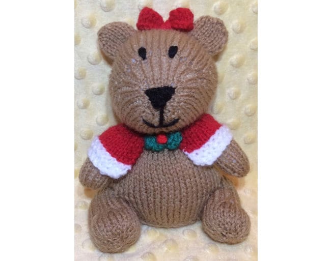 KNITTING PATTERN - Merry Beary Christmas Teddy Choc orange cover /15cms bear toy