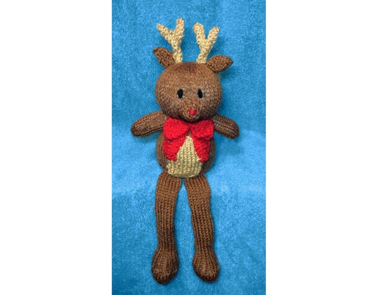 KNITTING PATTERN - Reindeer Shelf Sitter Choc orange cover / 28cms Christmas toy