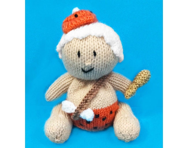 KNITTING PATTERN - Bam Bam Rubble inspired choc orange cover / Caveman Flintstones toy