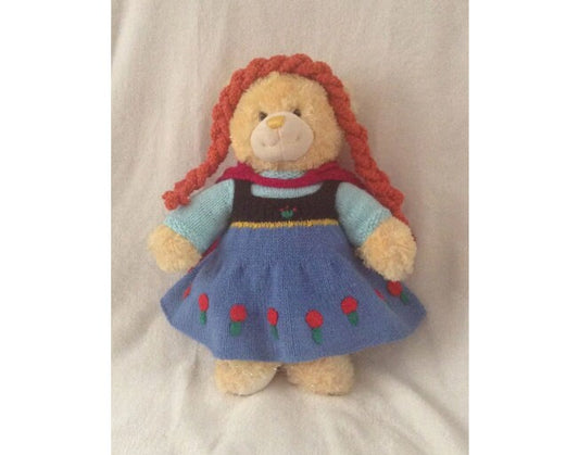 KNITTING PATTERN - Snow Queen's Sister costume blue fits build a bear