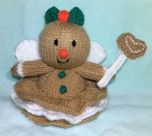 KNITTING PATTERN - Gingerbread Fairy Choc orange cover / 14 cms Christmas toy