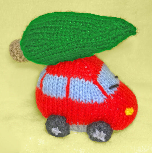 KNITTING PATTERN - Driving Home for Christmas 13 cms Car tree decoration / toy