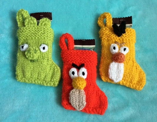 KNITTING PATTERN - Bird inspired Christmas stocking decoration