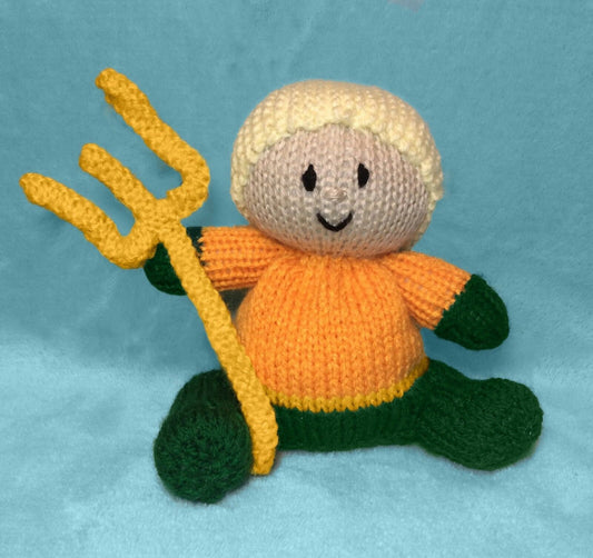 KNITTING PATTERN - Aquaman inspired choc orange cover /15cm Justice League toy