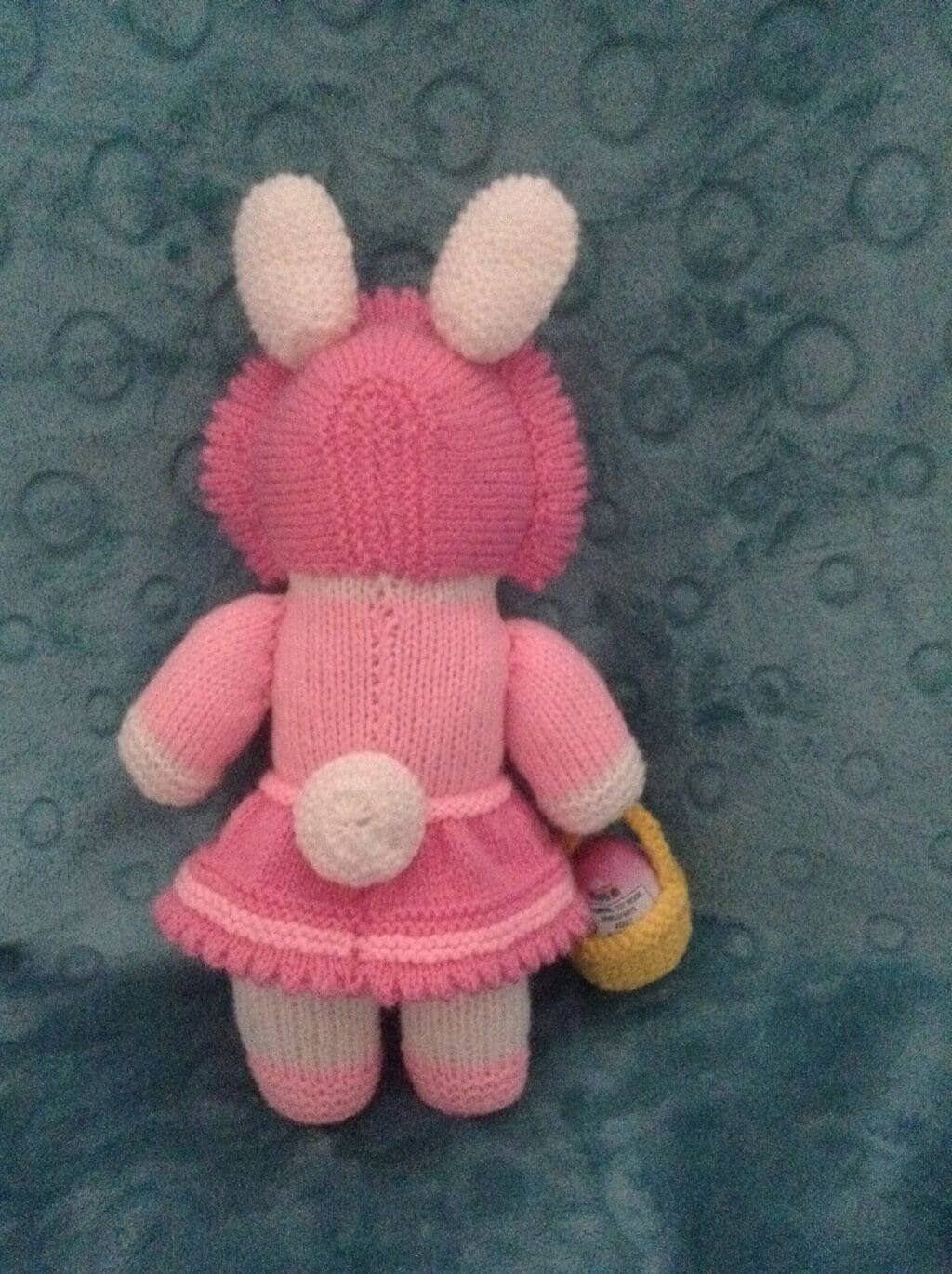 KNITTING PATTERN - Chloe the Easter bunny rabbit with egg basket 35 cms doll