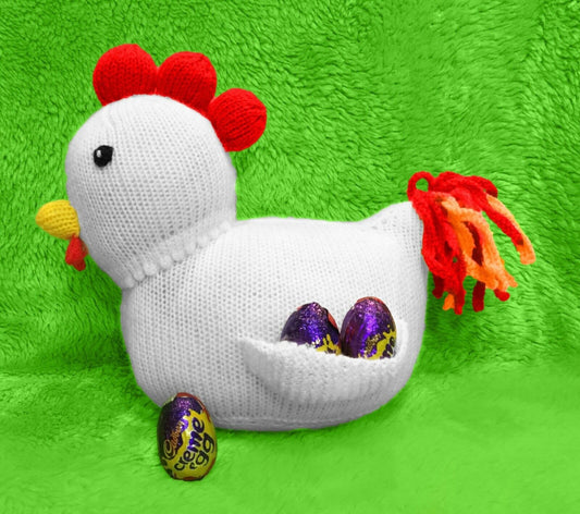 KNITTING PATTERN - Beaker the Chicken 28 cms soft toy - holds Easter Creme Eggs