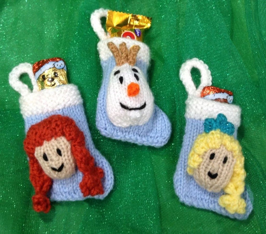 KNITTING PATTERN - Snow Queen Christmas stocking tree decoration