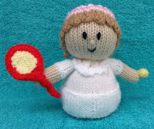 KNITTING PATTERN - Wimbledon Tennis Player chocolate orange cover or 15 cms toy