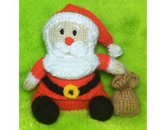 KNITTING PATTERN - Santa with Sack orange cover or 16 cms Father Christmas toy