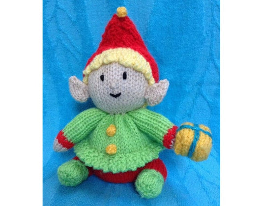 KNITTING PATTERN - Becca the busy Christmas elf choc orange cover / 18 cms toy