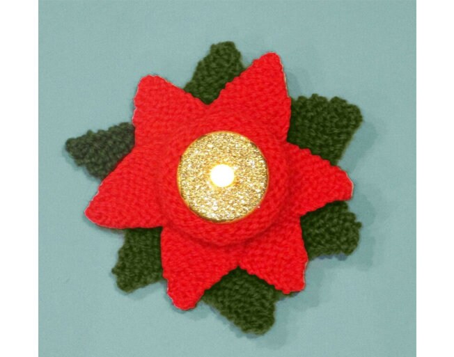 KNITTING PATTERN - Christmas Poinsettia Tea Light Holder - Great gift / Charity