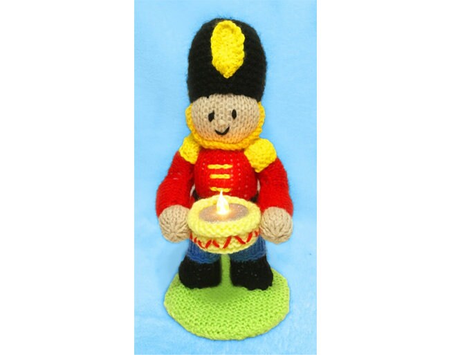 KNITTING PATTERN - Christmas Nutcracker Soldier Tea Light Holder 20 cms tall