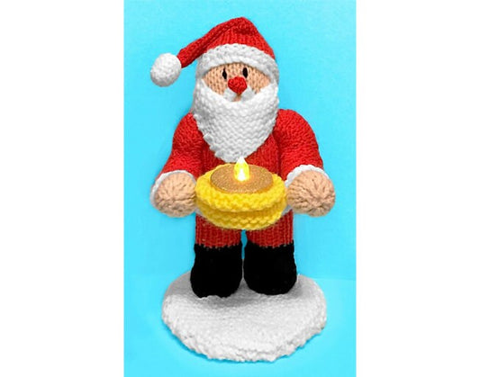 KNITTING PATTERN - Father Christmas Santa Tea Light Holder 20 cms tall