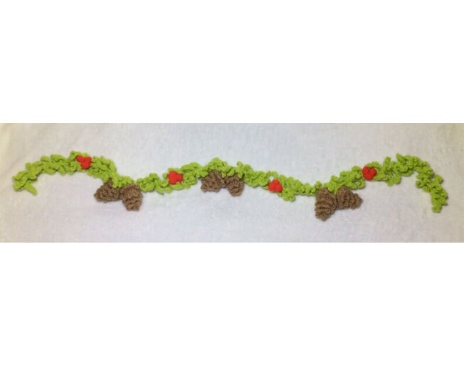 KNITTING PATTERN - Christmas Woodland Garland decoration 1 m long with pinecones