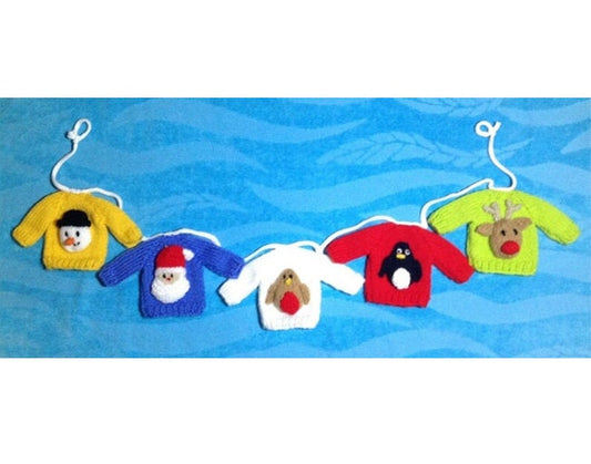 KNITTING PATTERN - Christmas Jumper 1m long washing line decoration garland