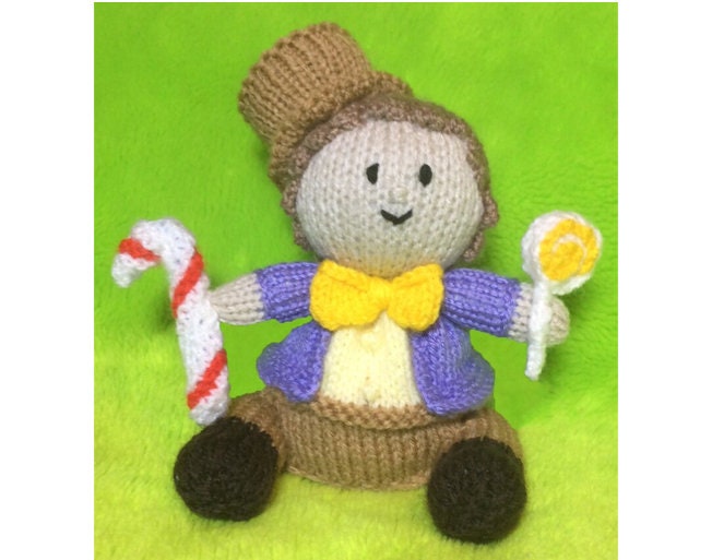 KNITTING PATTERN - Willy Wonka inspired choc orange cover/ 17cms Roald Dahl toy