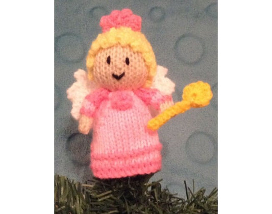 KNITTING PATTERN - Christmas Fairy with wand 12cms Tree Topper