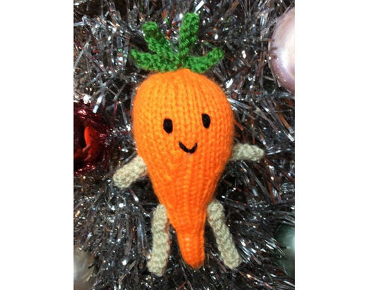 KNITTING PATTERN - Carrot Bauble 14cm tree decoration