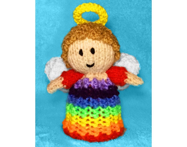 KNITTING PATTERN - Christmas Rainbow Angel Tea Light Holder Hanging Decoration