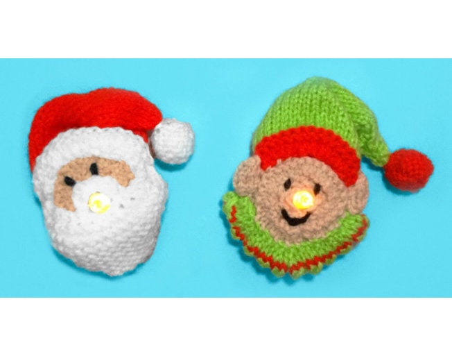 KNITTING PATTERN - Christmas Santa and Elf Tea Light Holder Hanging Decorations