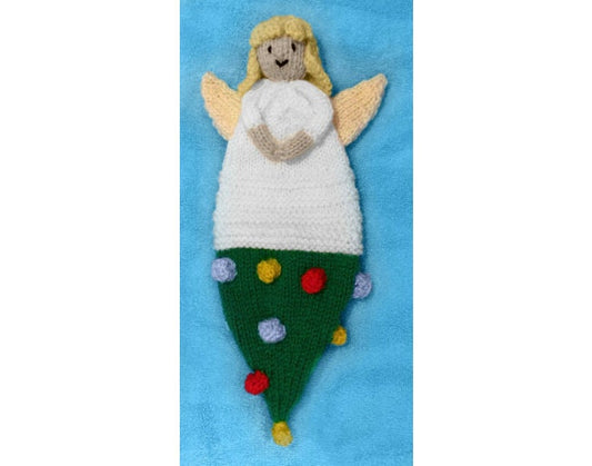 KNITTING PATTERN - Christmas Tree and Angel reversible 21 cms soft toy doll