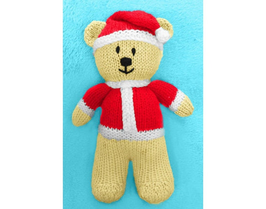 KNITTING PATTERN - Christmas Santa Teddy Bear 25 cms Soft Plush Toy