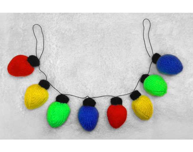 KNITTING PATTERN - Christmas Light Bulb Garland decoration 1 m long