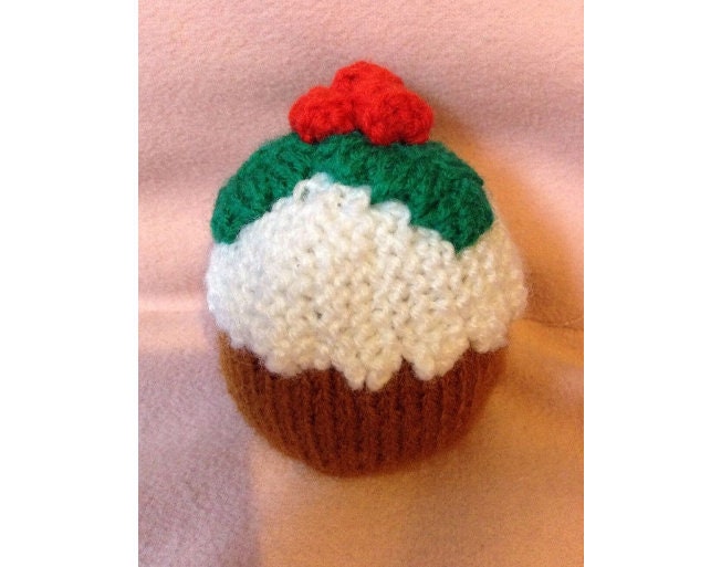 KNITTING PATTERN - Christmas pudding with holly orange cover or 10 cms toy