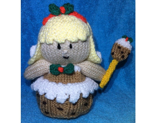 KNITTING PATTERN - Figgy the Christmas Pudding fairy orange cover or 14 cms toy