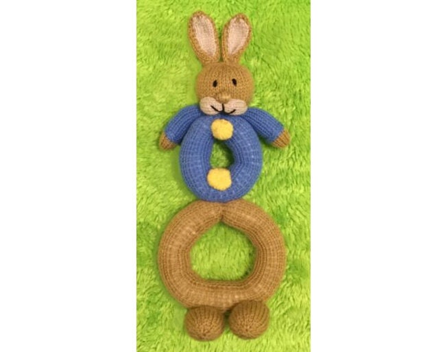 KNITTING PATTERN - Easter Peter Rabbit Wreath Hanging Decoration 38 cms