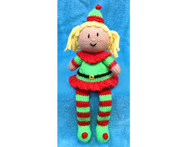 KNITTING PATTERN - Elf Girl Shelf Sitter Choc orange cover /28cms Christmas toy