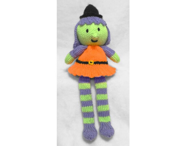 KNITTING PATTERN - Witch Shelf Sitter Choc orange cover /28cms Halloween toy