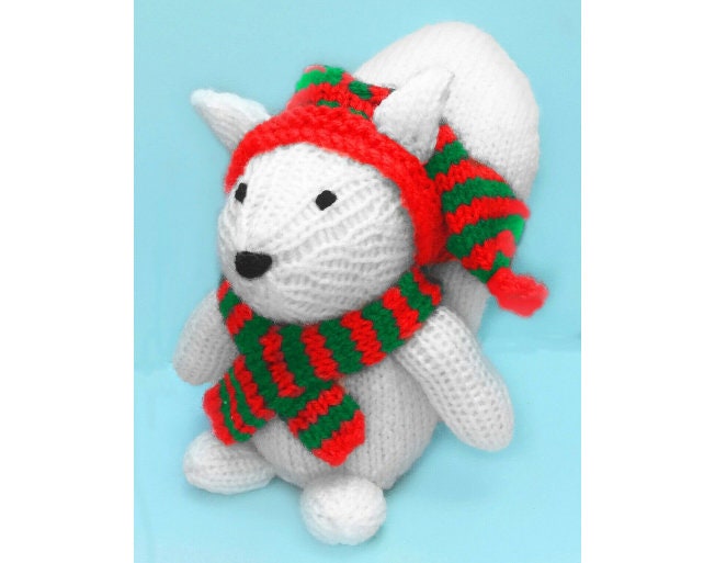 KNITTING PATTERN - Arctic Fox chocolate orange cover / 15 cms Christmas toy