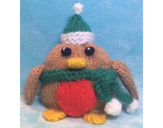 KNITTING PATTERN - Chubby Robin chocolate orange cover / 11 cms Christmas toy