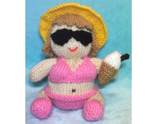 KNITTING PATTERN - Beach Party Girl chocolate orange cover / 15 cms toy