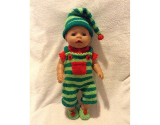 KNITTING PATTERN - Novelty Christmas Elf costume for 15 - 18 inch doll baby born