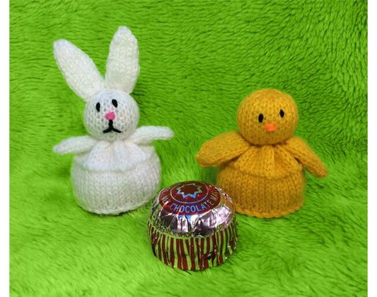 KNITTING PATTERN - Easter Bunny and Chick choc cover fits Tea Cake Marshmallow