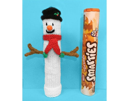 KNITTING PATTERN - Christmas Frosty the Snowman Smarties Sweet Holder 22 cms