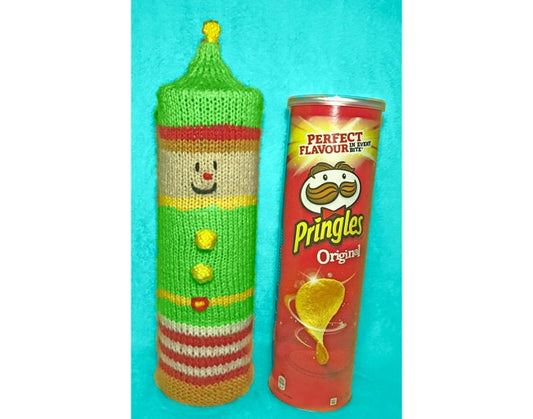 KNITTING PATTERN - Quick Knit Christmas Elf Pringles Crisps Holder 26 cms