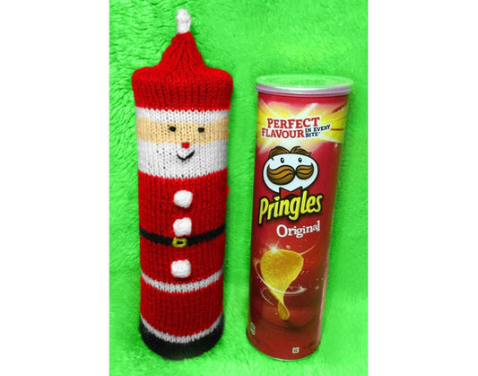 KNITTING PATTERN - Quick Knit Christmas Santa Pringles Crisps Holder 26 cms