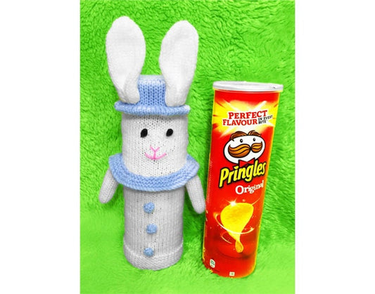 KNITTING PATTERN - Easter Bunny Rabbit Pringles Crisps Holder 26 cms