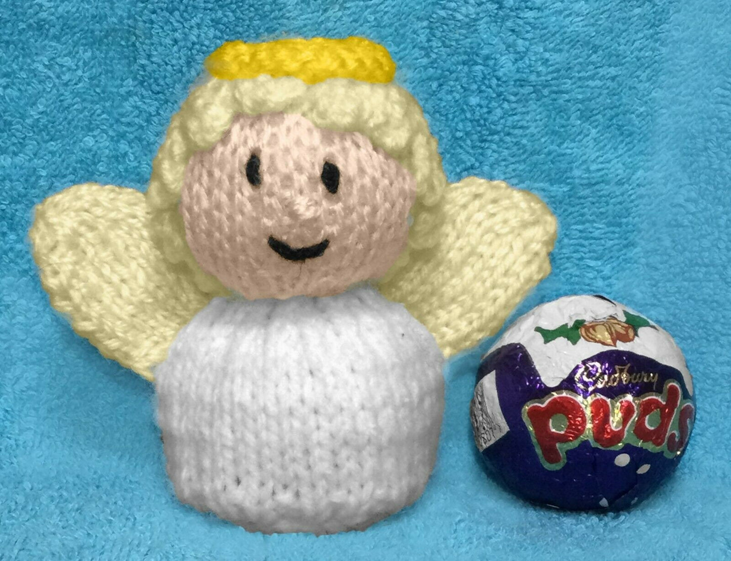 KNITTING PATTERN - Christmas Angel chocolate cover for Cadbury's Puds sweets