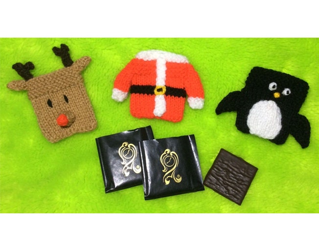 KNITTING PATTERN - Christmas Mint Covers -After Eight- Penguin, Reindeer, Jacket